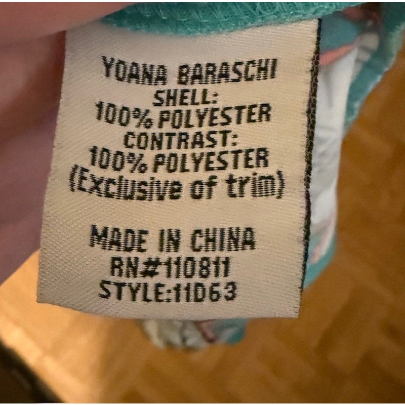 Yoana Baraschi Tropical Maxi Dress Size 6 Sleeveless Floral Teal Resort Summer