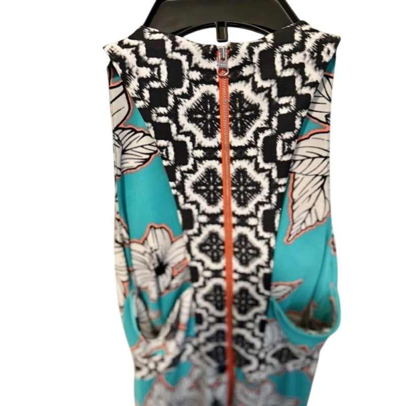 Yoana Baraschi Tropical Maxi Dress Size 6 Sleeveless Floral Teal Resort Summer