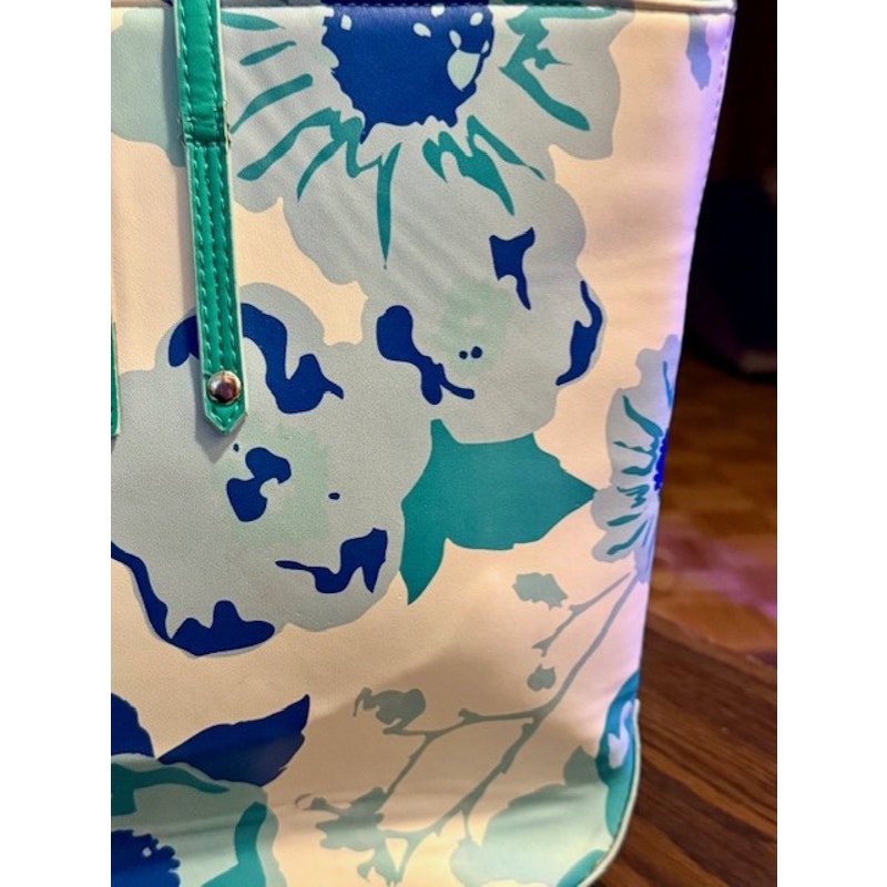 Kate Landry Floral Tote Bag Blue Green White Summer Beach Shoulder Bag
