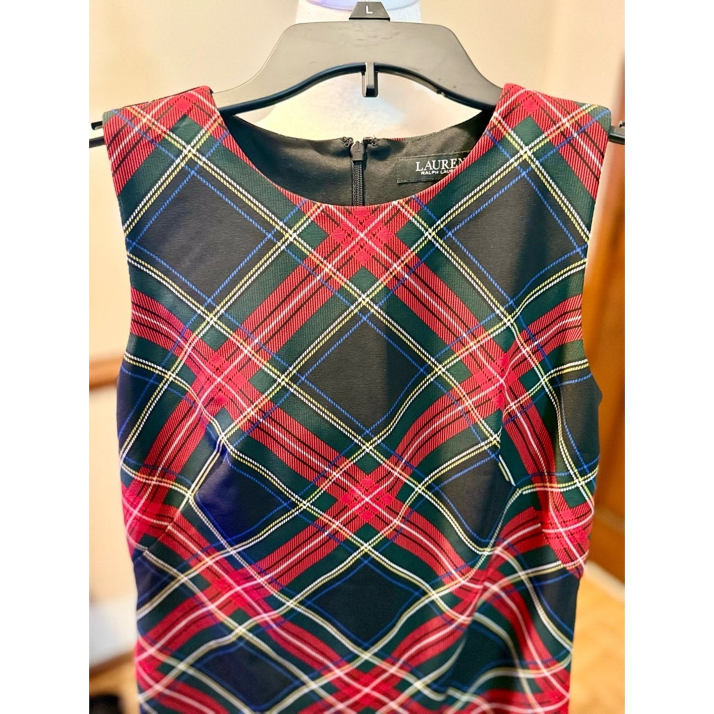 Lauren Ralph Lauren Plaid Sheath Dress Size 4 Red Green Tartan Holiday Sleeveles