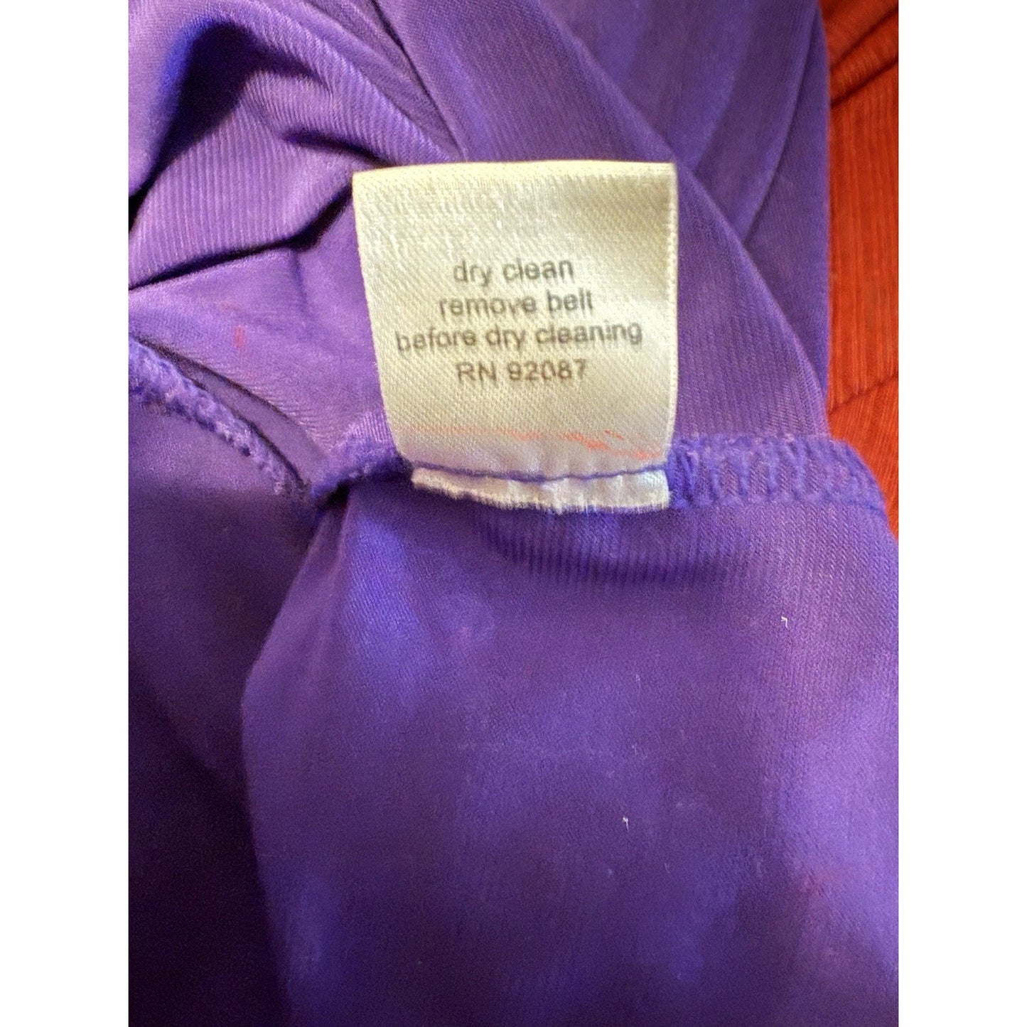 Black Saks Fifth Avenue Purple Belted Dress Size 12 Mock Neck Sheath Stretch