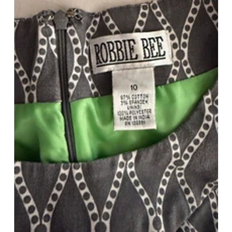 Robbie Bee Gray & White Printed Sheath Dress – Size 10