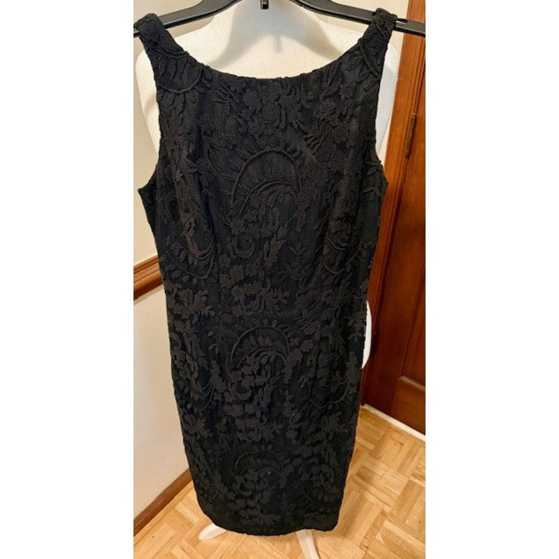 Aidan Mattox Black Jacquard Cocktail Dress Size 6 Sleeveless Little Black Dress Elegant