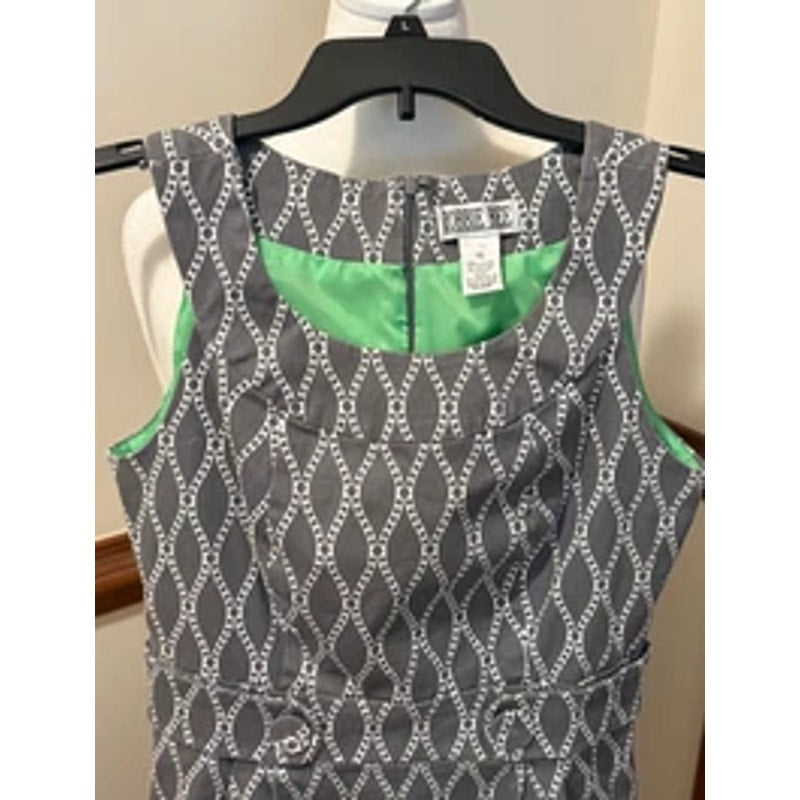 Robbie Bee Gray & White Printed Sheath Dress – Size 10