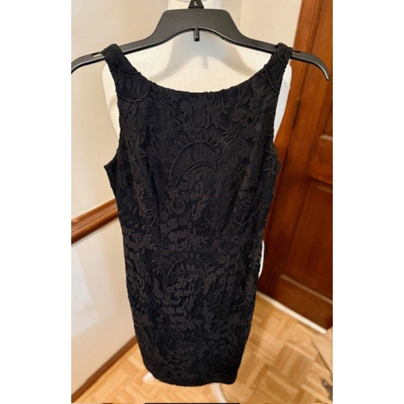 Aidan Mattox Black Jacquard Cocktail Dress Size 6 Sleeveless Little Black Dress Elegant