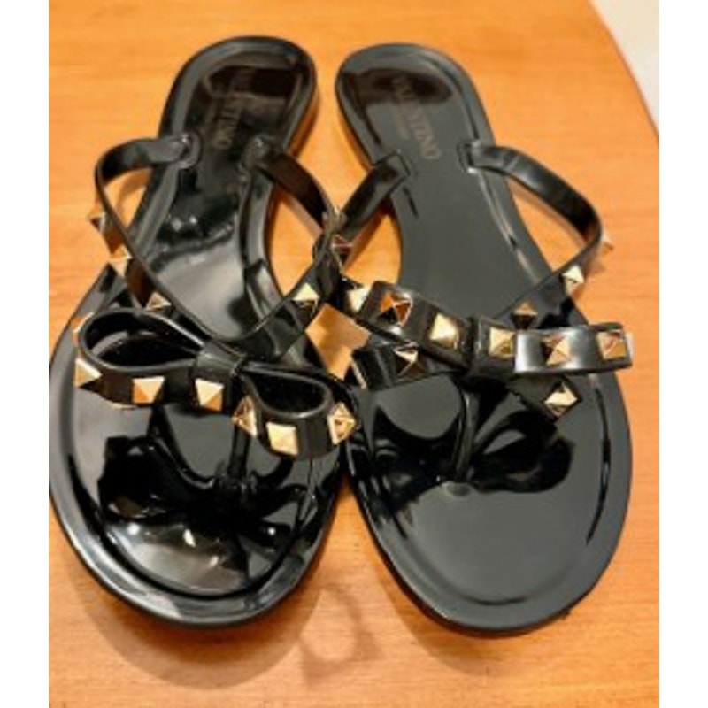Valentino Garavani Rockstud Bow Jelly Thong Sandals Black Size: EU 40 / Approx. US Women's 9–9.5