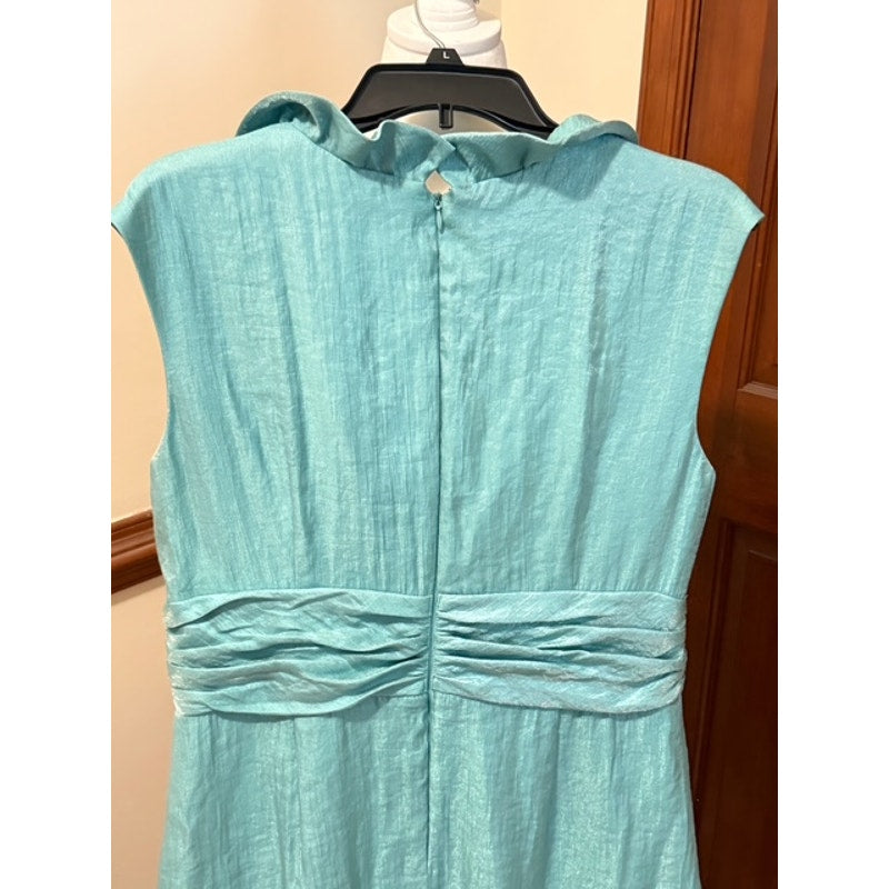 Jessica Howard Aqua Shimmer Cocktail Dress Size 14 Rhinestone Accent