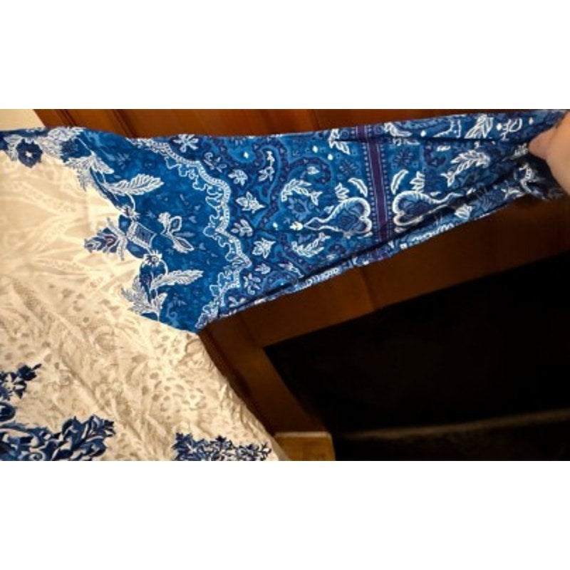 Sana Safinaz Blue & White Embroidered Cotton Kurta Tunic Dress Size Small NWT