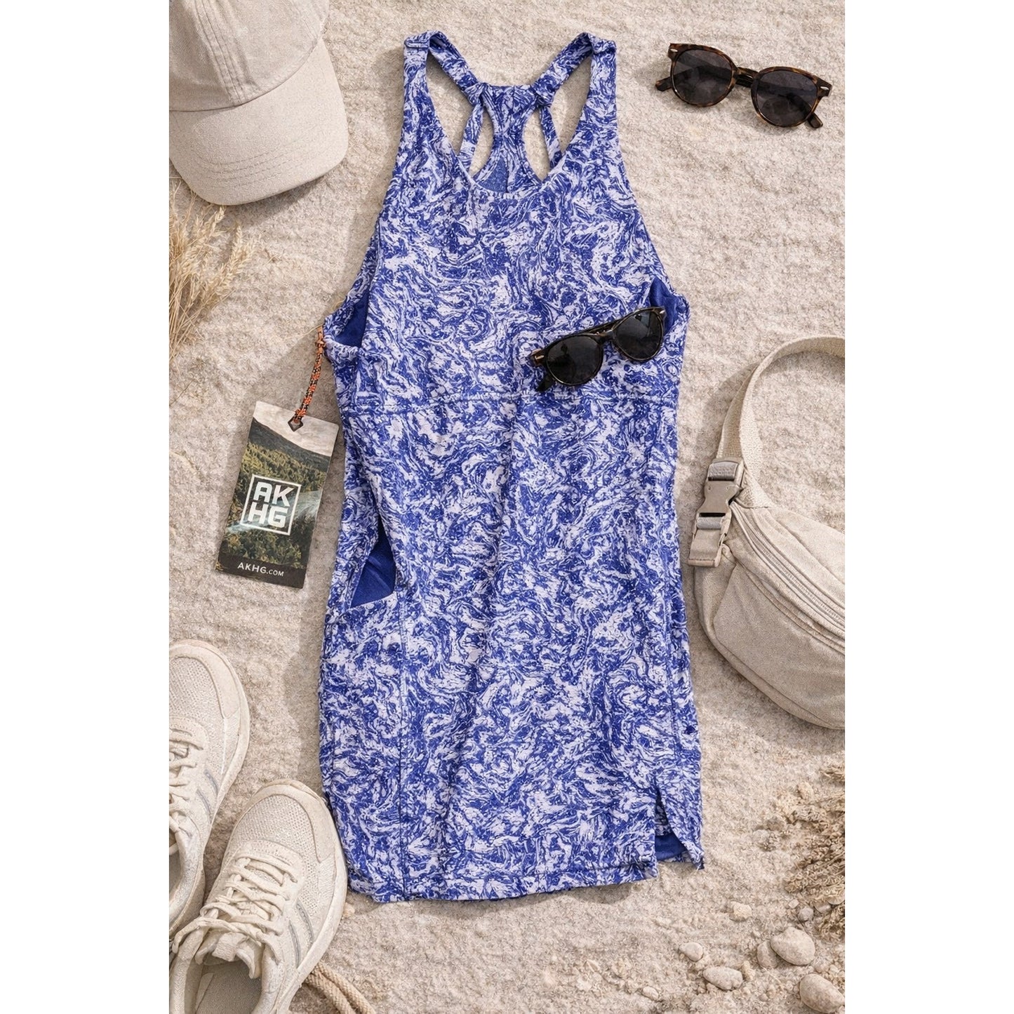 AKHG Alaskan Hardgear Trail Tech Flow Dress Blue Print Size 6 NWT
