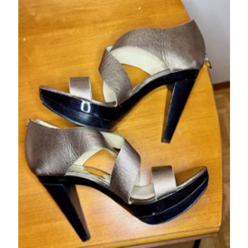 Michael Kors Metallic Pewter Platform Strappy Heels | Back Zip Sandals | Size 7
