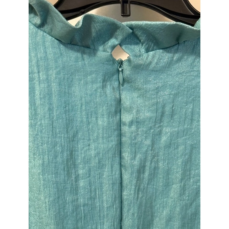 Jessica Howard Aqua Shimmer Cocktail Dress Size 14 Rhinestone Accent