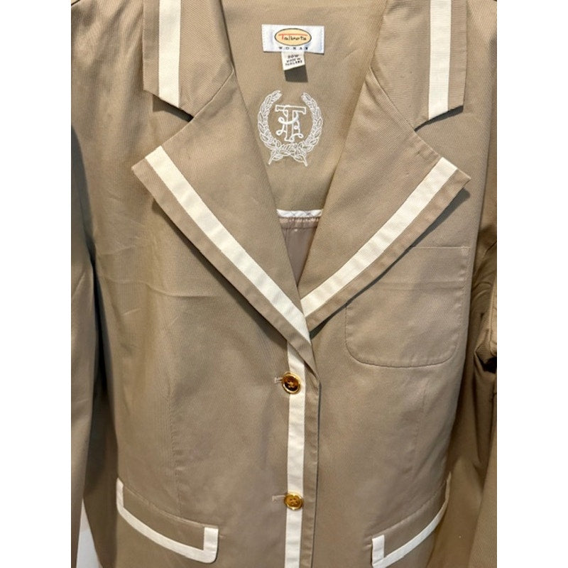 Talbots Woman Stretch Blazer – Size 20W – Khaki with White Trim