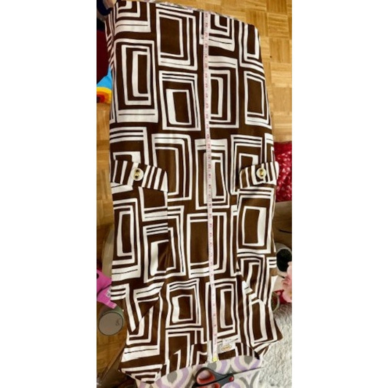 Talbots Brown Geometric Shift Dress Size 10 Retro Mod Print