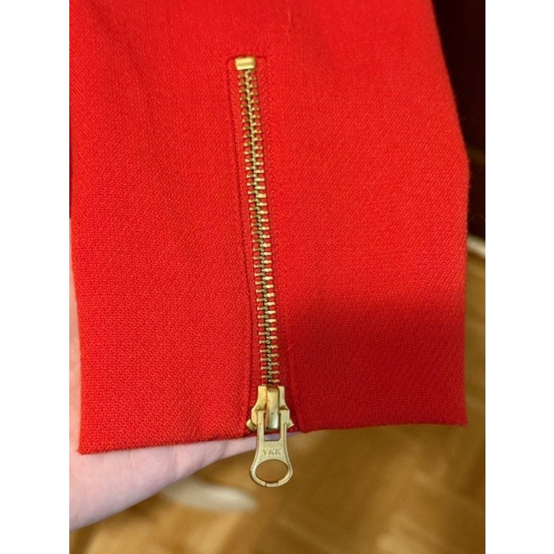 J.Crew Red Sheath Dress Gold Zipper Detail 3/4 Sleeve Size 0