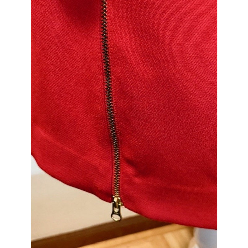 J.Crew Red Sheath Dress Gold Zipper Detail 3/4 Sleeve Size 0