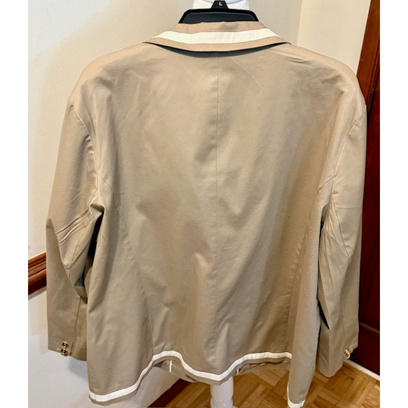 Talbots Woman Stretch Blazer – Size 20W – Khaki with White Trim
