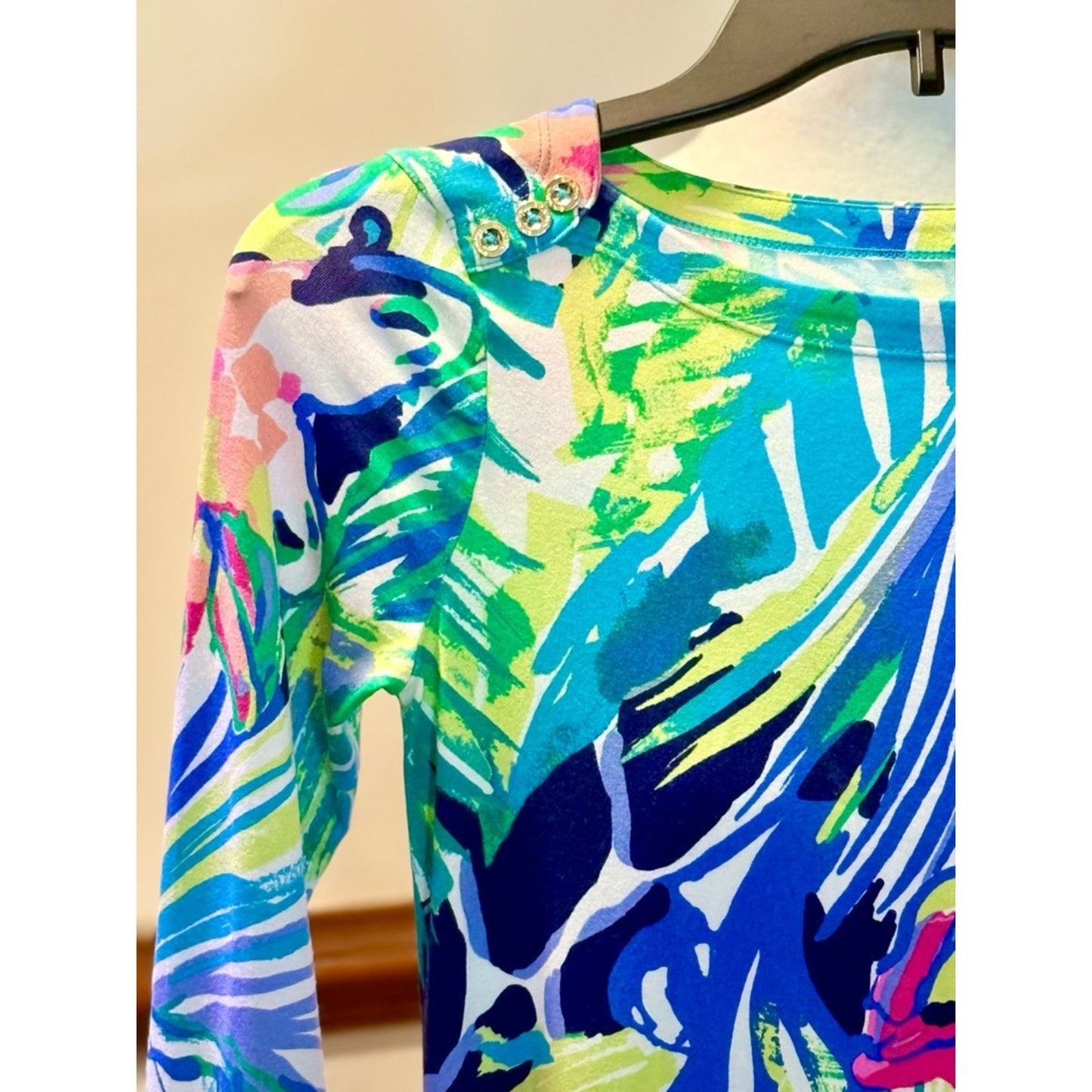 Lilly Pulitzer Tropical Shift Dress XXS Blue Pink 3/4 Sleeve