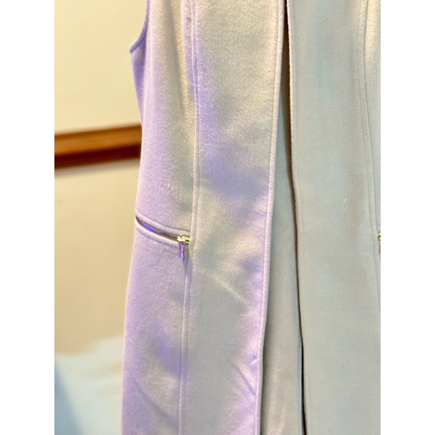 Calvin Klein Beige Longline Vest Sleeveless Coat Zip Pocket Size 10