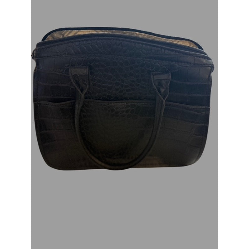 NWT London Fog Black Croc Embossed Satchel Handbag