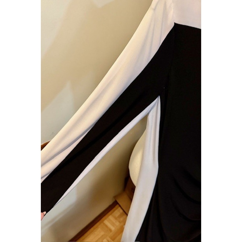 Lauren Ralph Lauren Black White Colorblock Sheath Dress Size 8 Ruched Career Chic