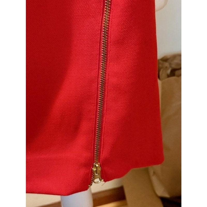 J.Crew Red Sheath Dress Gold Zipper Detail 3/4 Sleeve Size 0