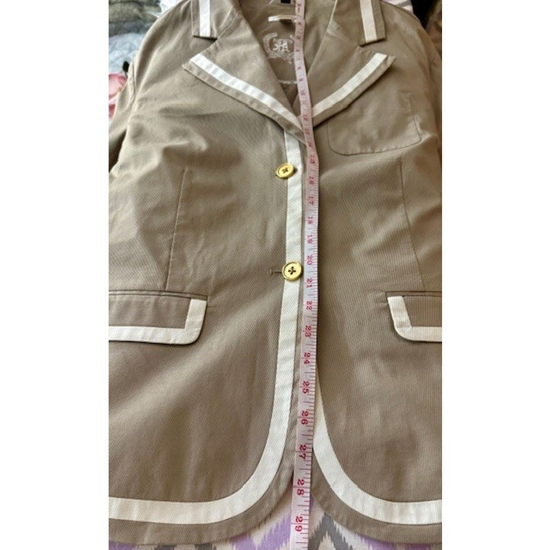 Talbots Woman Stretch Blazer – Size 20W – Khaki with White Trim
