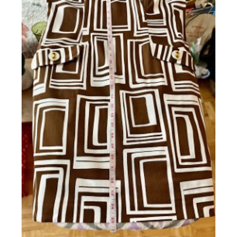 Talbots Brown Geometric Shift Dress Size 10 Retro Mod Print