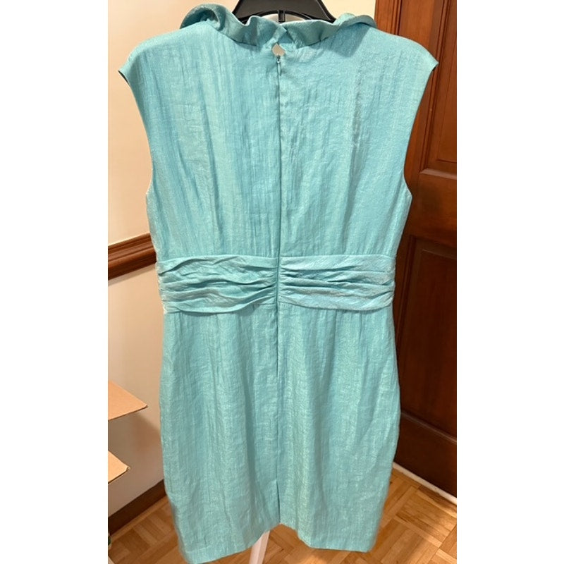 Jessica Howard Aqua Shimmer Cocktail Dress Size 14 Rhinestone Accent