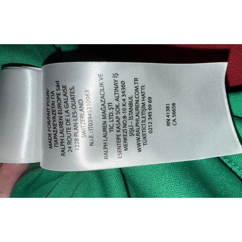 Lauren Ralph Lauren Green Wrap Dress Size 8 Sleeveless Ruffle Hem Elegant Work Dinner