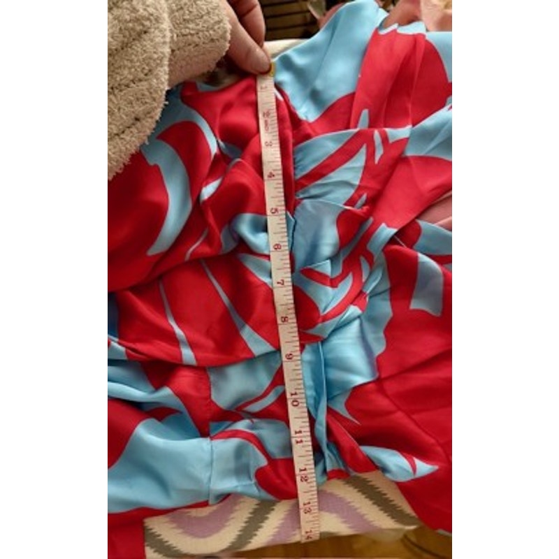 NWT Suki So Satin Floral Wrap Dress Pink Blue Statement Sleeve Dress