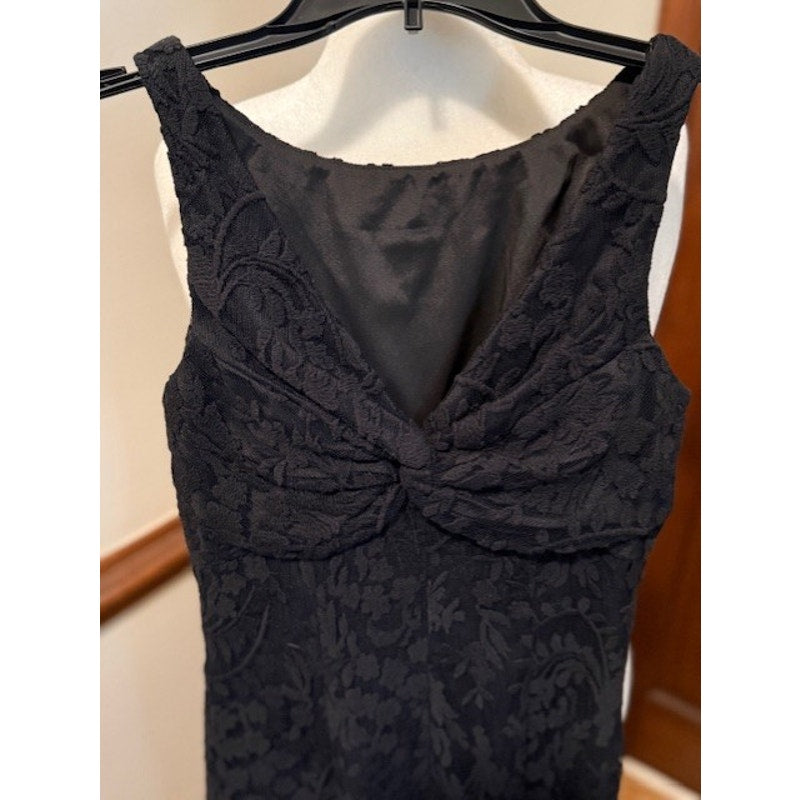 Aidan Mattox Black Jacquard Cocktail Dress Size 6 Sleeveless Little Black Dress Elegant