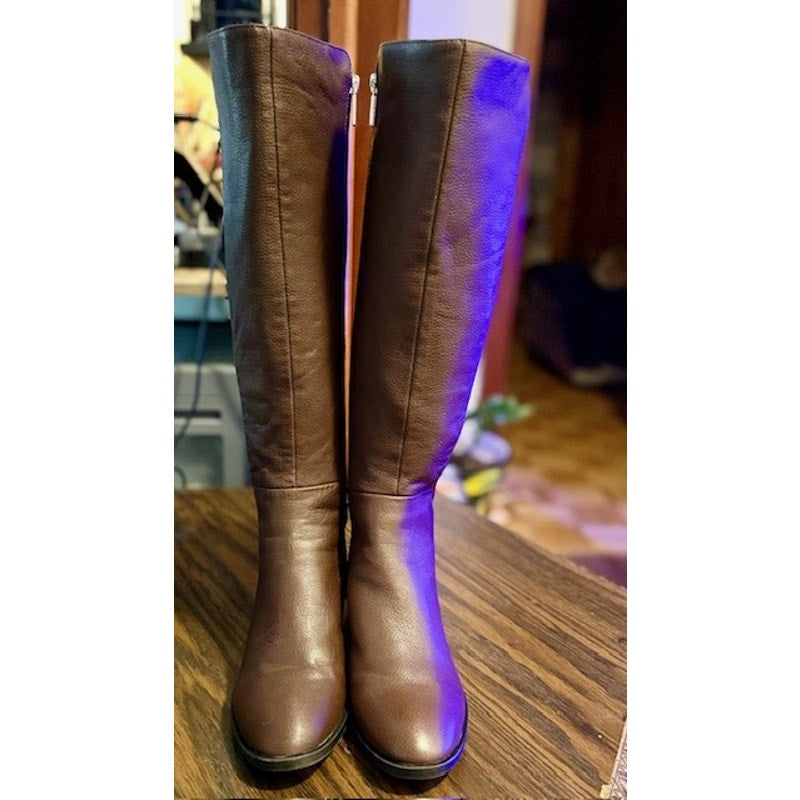 Kenneth Cole NY Levon Brown Leather Knee High Riding Boots Size 6