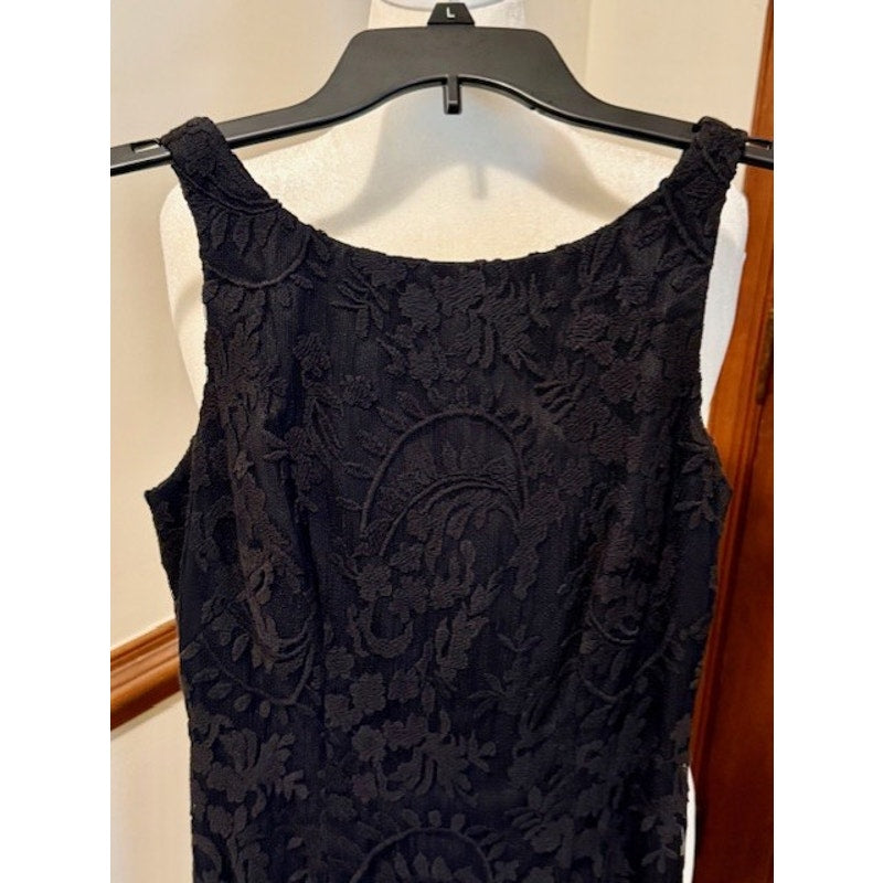 Aidan Mattox Black Jacquard Cocktail Dress Size 6 Sleeveless Little Black Dress Elegant