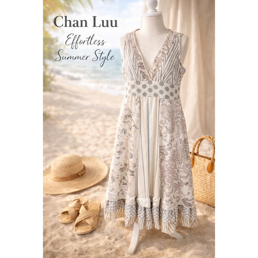 Chan Luu Patchwork Boho Dress S Handmade India Mixed Print Flowy Summer