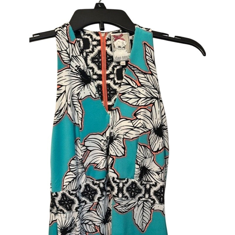 Yoana Baraschi Tropical Maxi Dress Size 6 Sleeveless Floral Teal Resort Summer