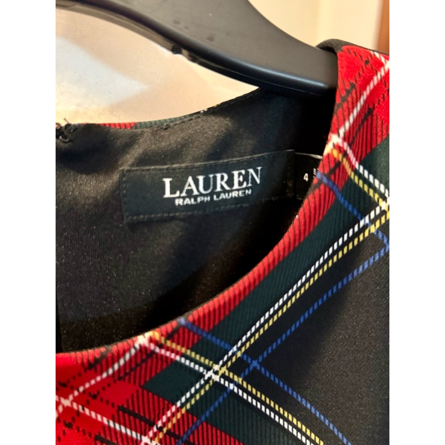 Lauren Ralph Lauren Plaid Sheath Dress Size 4 Red Green Tartan Holiday Sleeveles