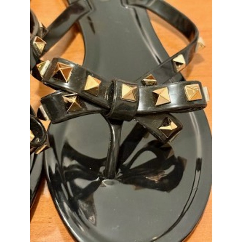 Valentino Garavani Rockstud Bow Jelly Thong Sandals Black Size: EU 40 / Approx. US Women's 9–9.5