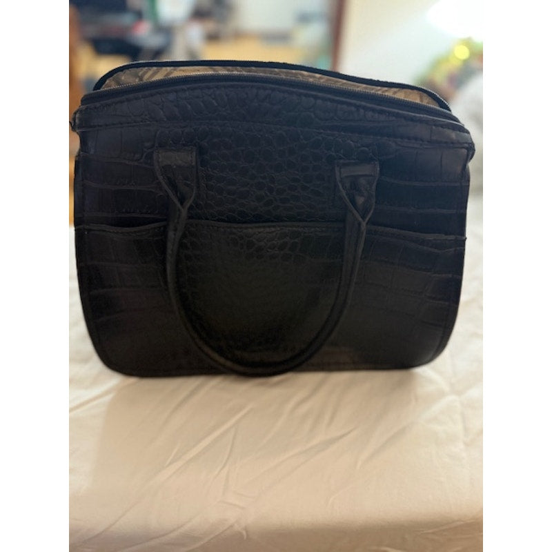 NWT London Fog Black Croc Embossed Satchel Handbag