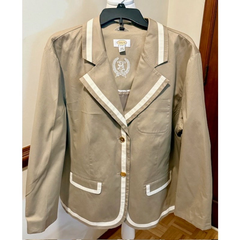Talbots Woman Stretch Blazer – Size 20W – Khaki with White Trim